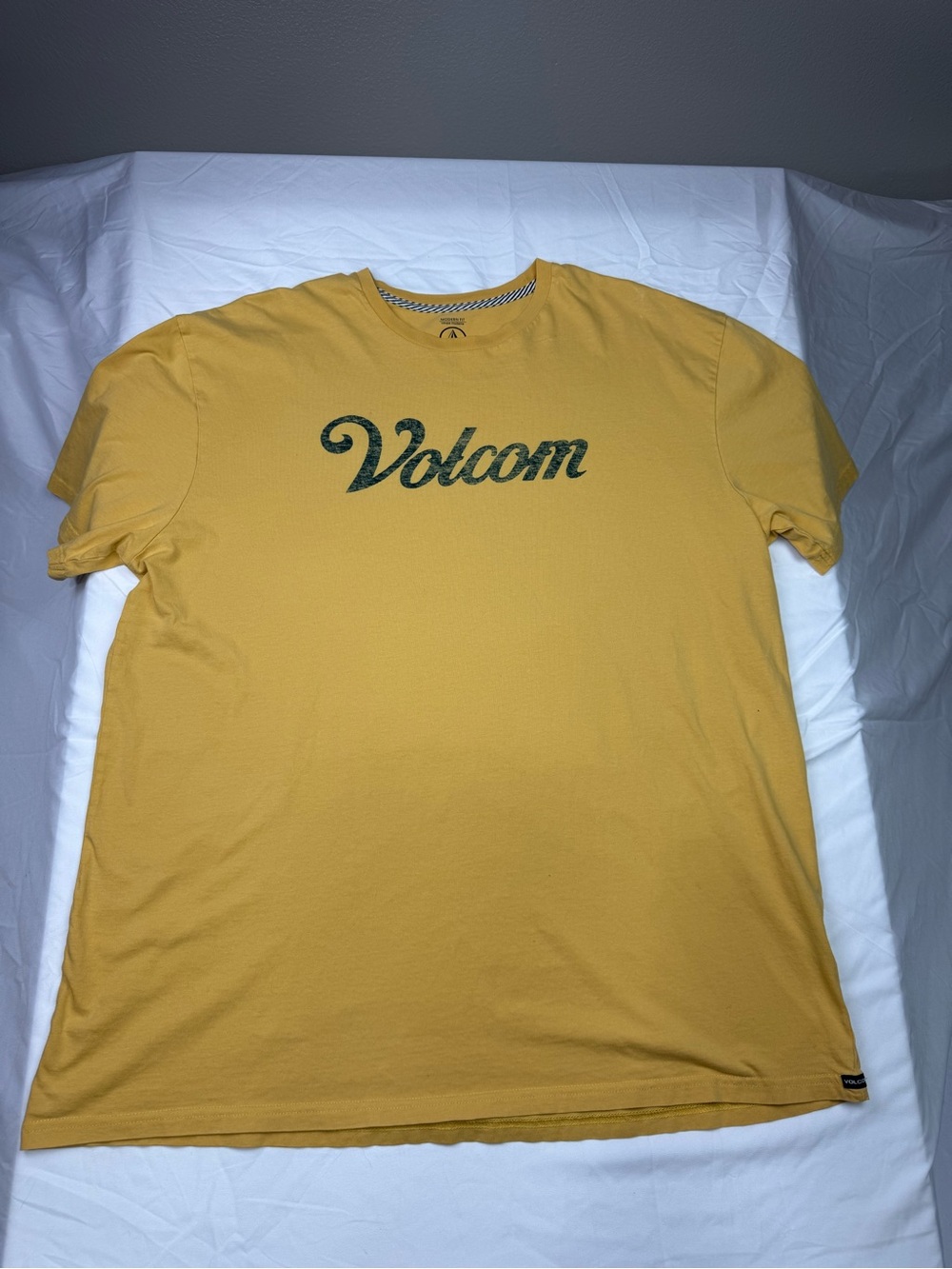 Volcom Men’s Mustard Yellow Script Logo Tee